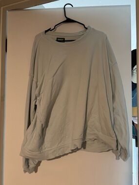 Daily Drills White Crewneck with Olive Logo Patch